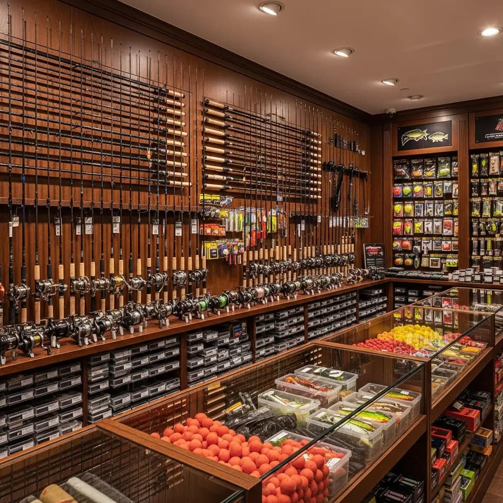 Fishing tackle shop interior